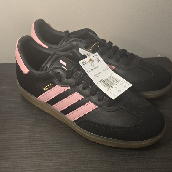 adidas Other - Adidas Black and Pink Samba Messi Sneakers Size 8 NEW